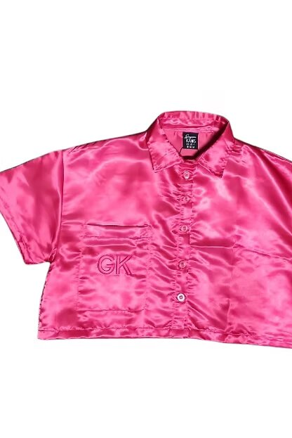 GK Hot Pink Satin Crop Top