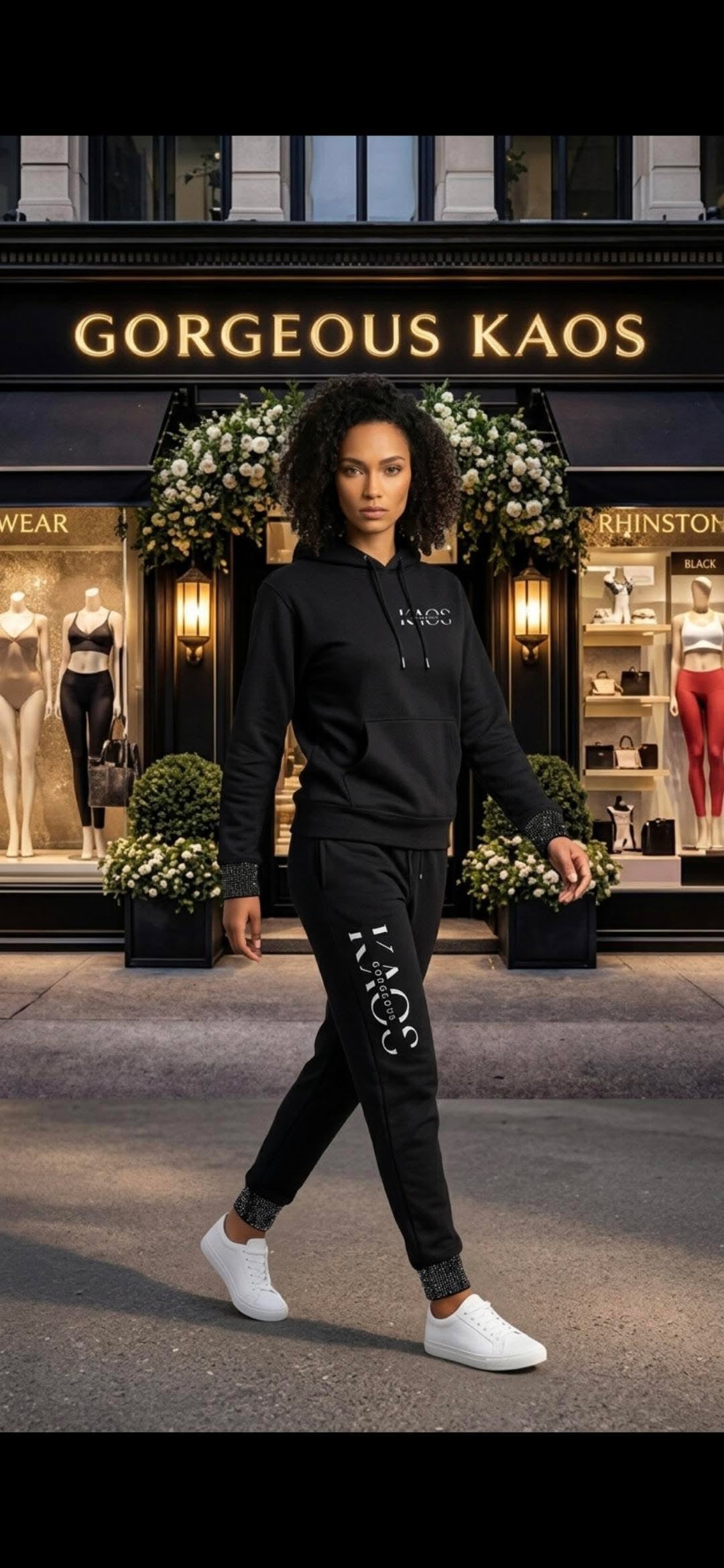 GK Rhinestone Cuff Me Sweatpants