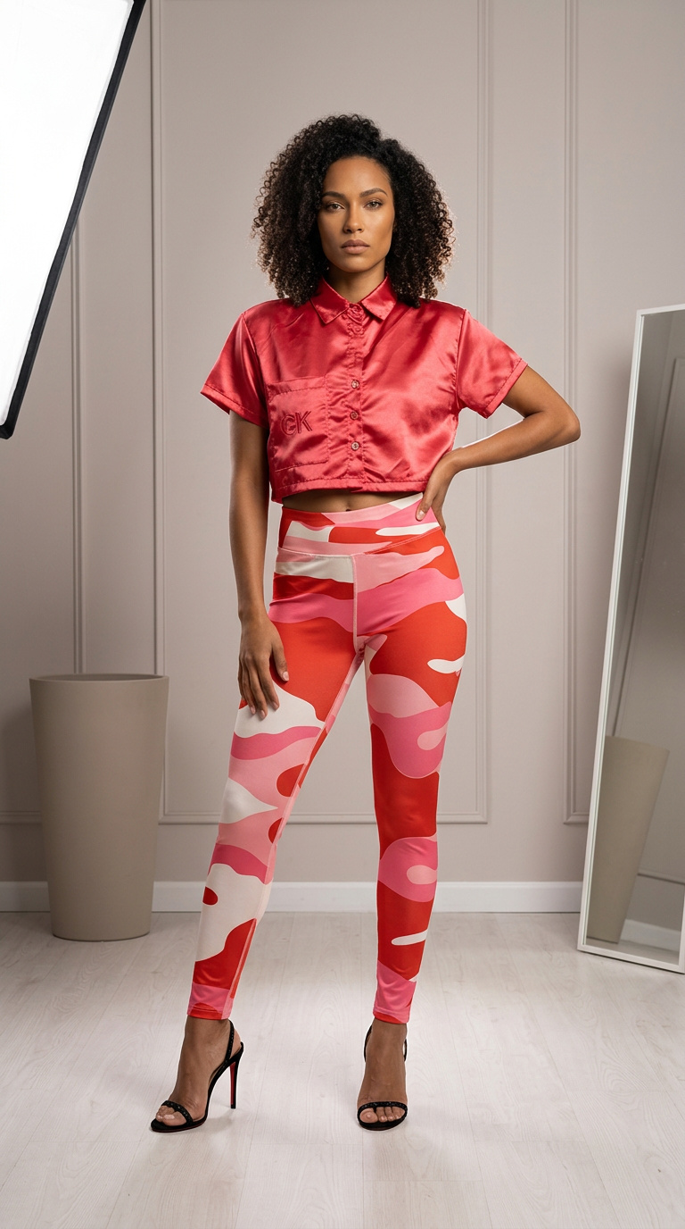 GK Red Satin Crop Top
