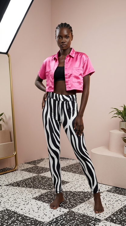 Hot Pink Satin Crop Top