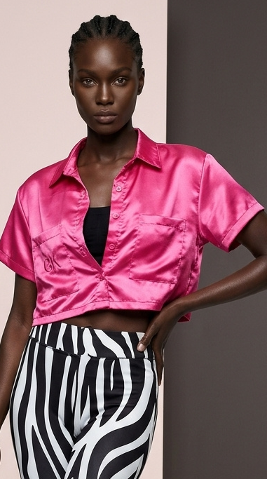 Hot Pink Satin Crop Top