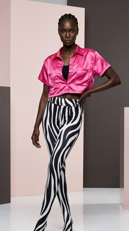 Hot Pink Satin Crop Top