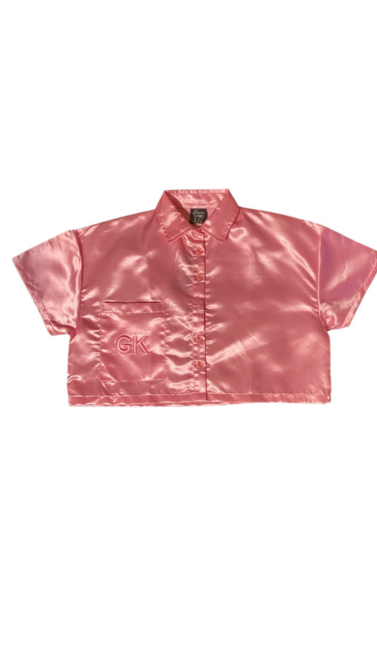 GK Pink Satin Crop Top