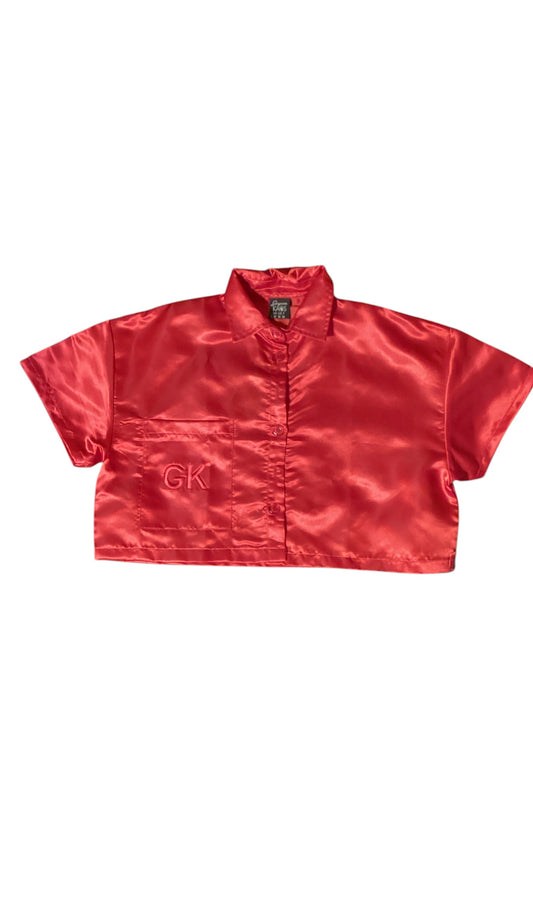 GK Red Satin Crop Top