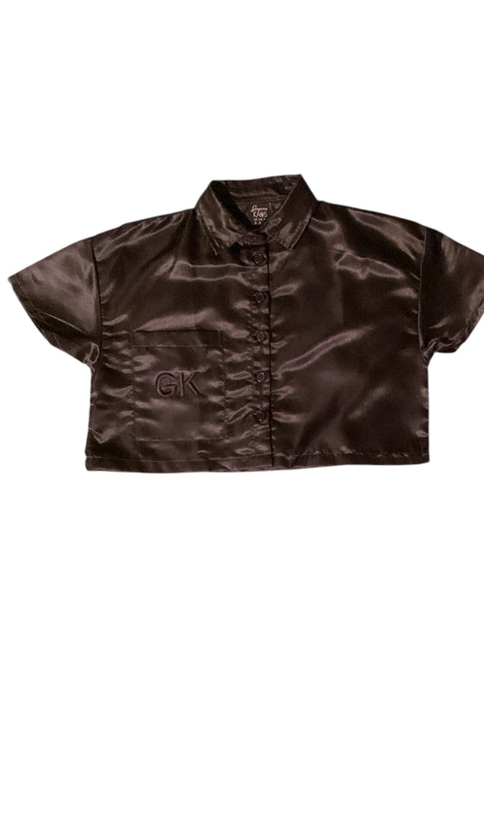 GK Black Satin Crop Top